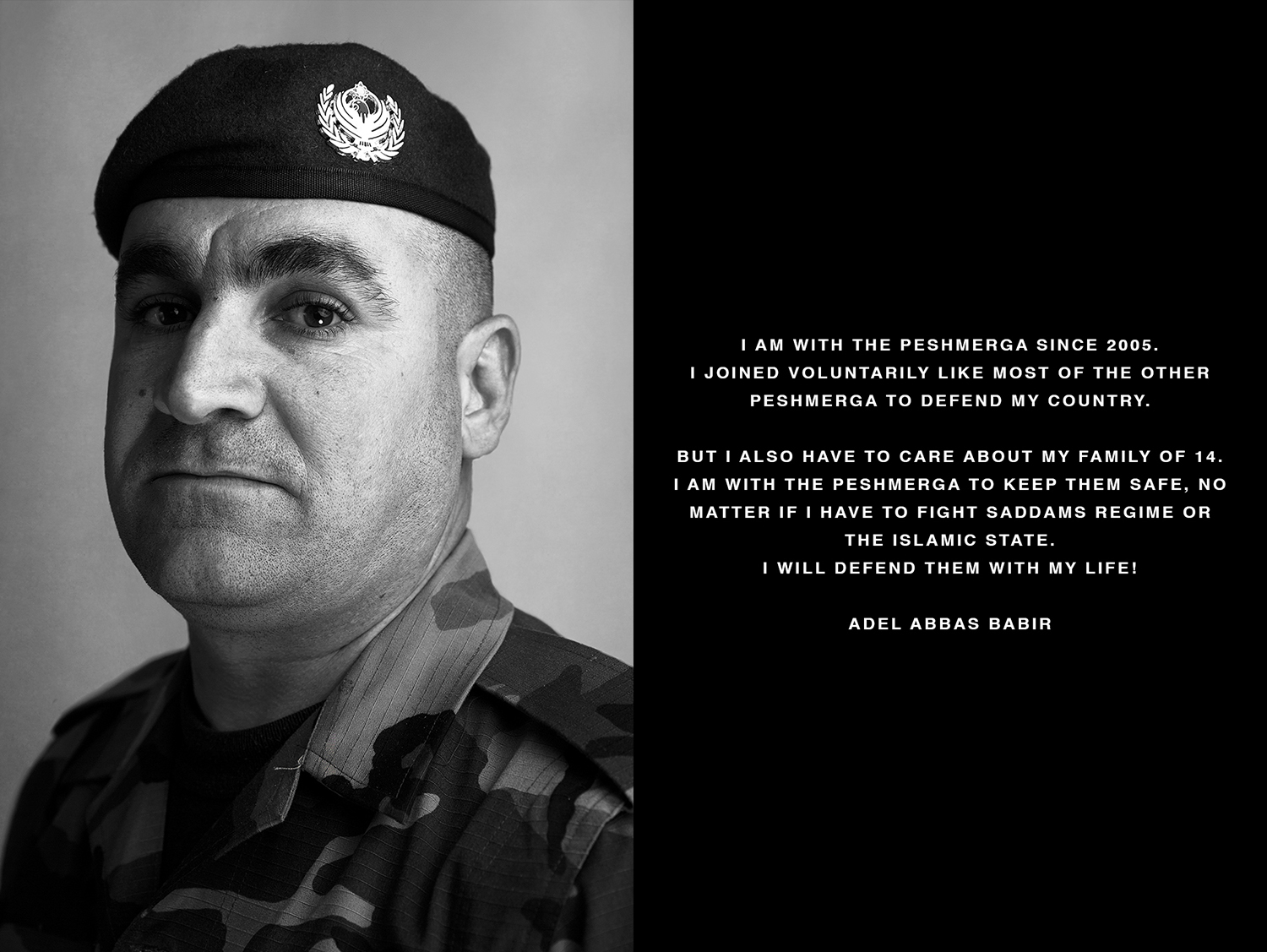 Portrait and Interview of a kurdish Peshmerga soldier