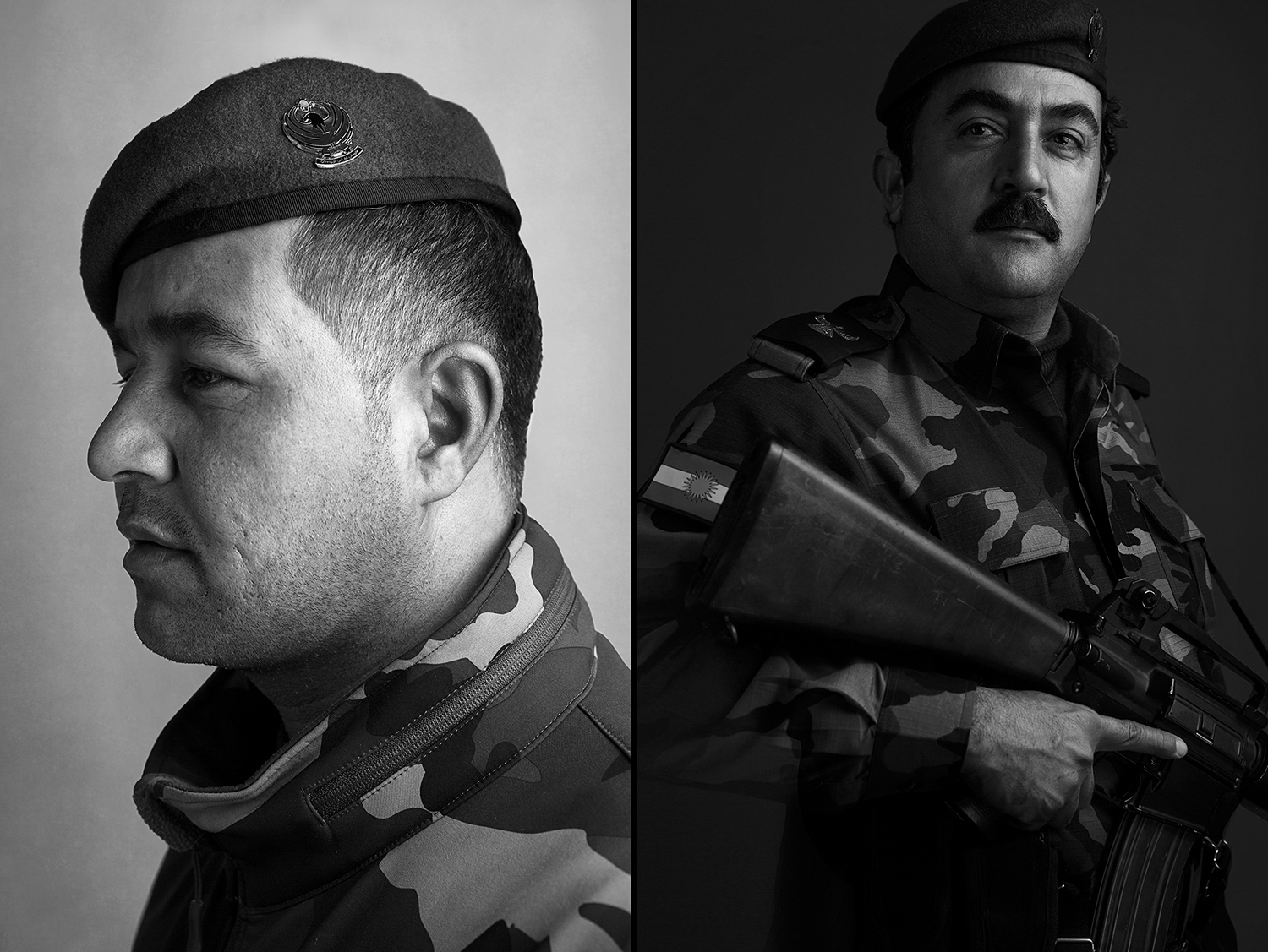 Portraits of two Peshmerga soldiers