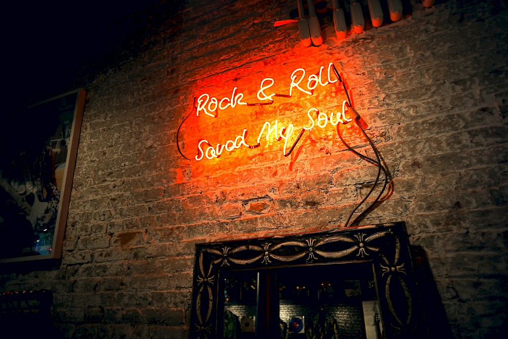 Rock & Roll saved my Soul written on the wall in Christian Benners Store in New York