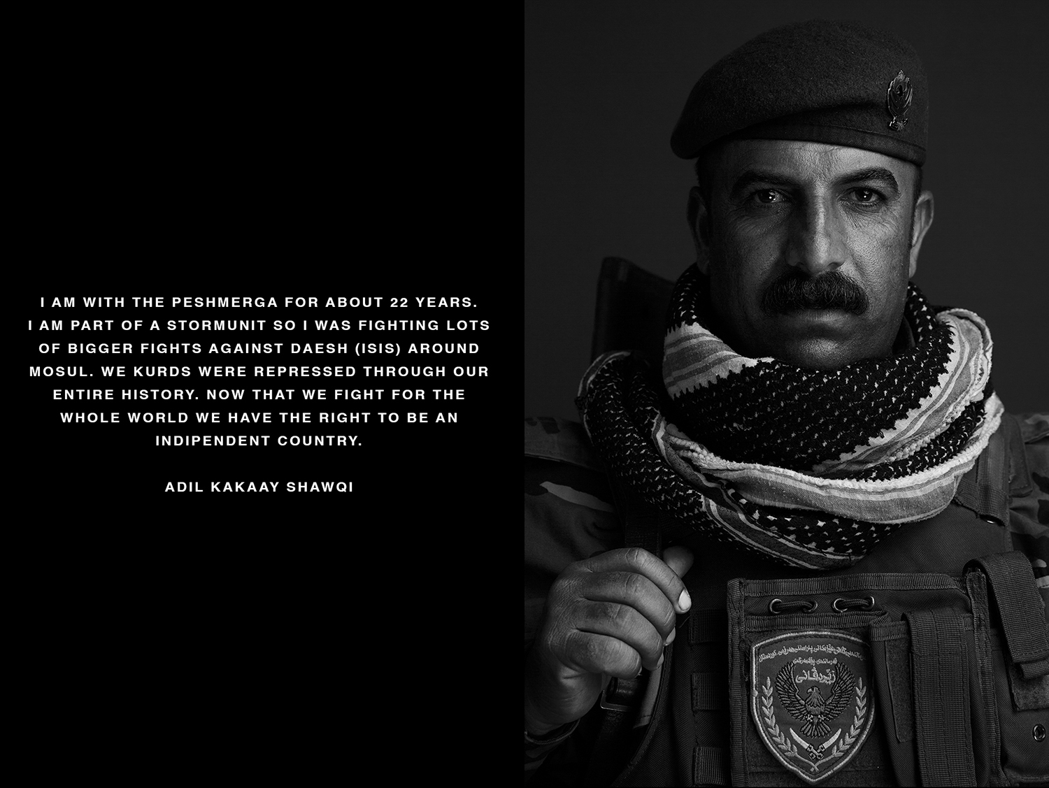 Portrait and Interview of a kurdish Peshmerga Soldier