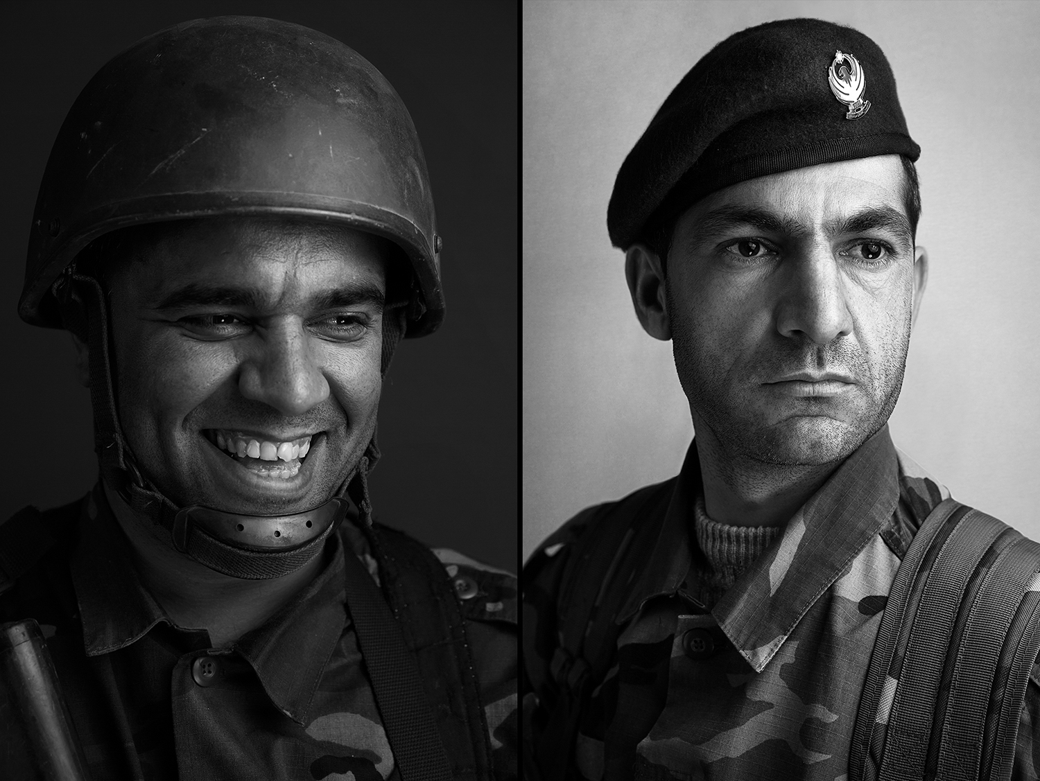 Portraits of two kurdish Peshmerga Soldiers