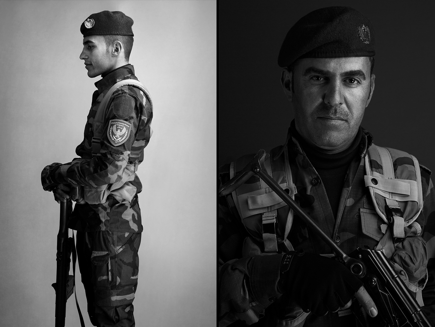 Portraits of two Peshmerga soldiers