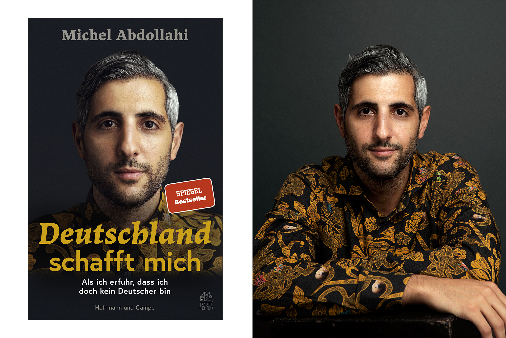 Portraits and book cover for Michel Abdollahi "Deutschland schafft mich"